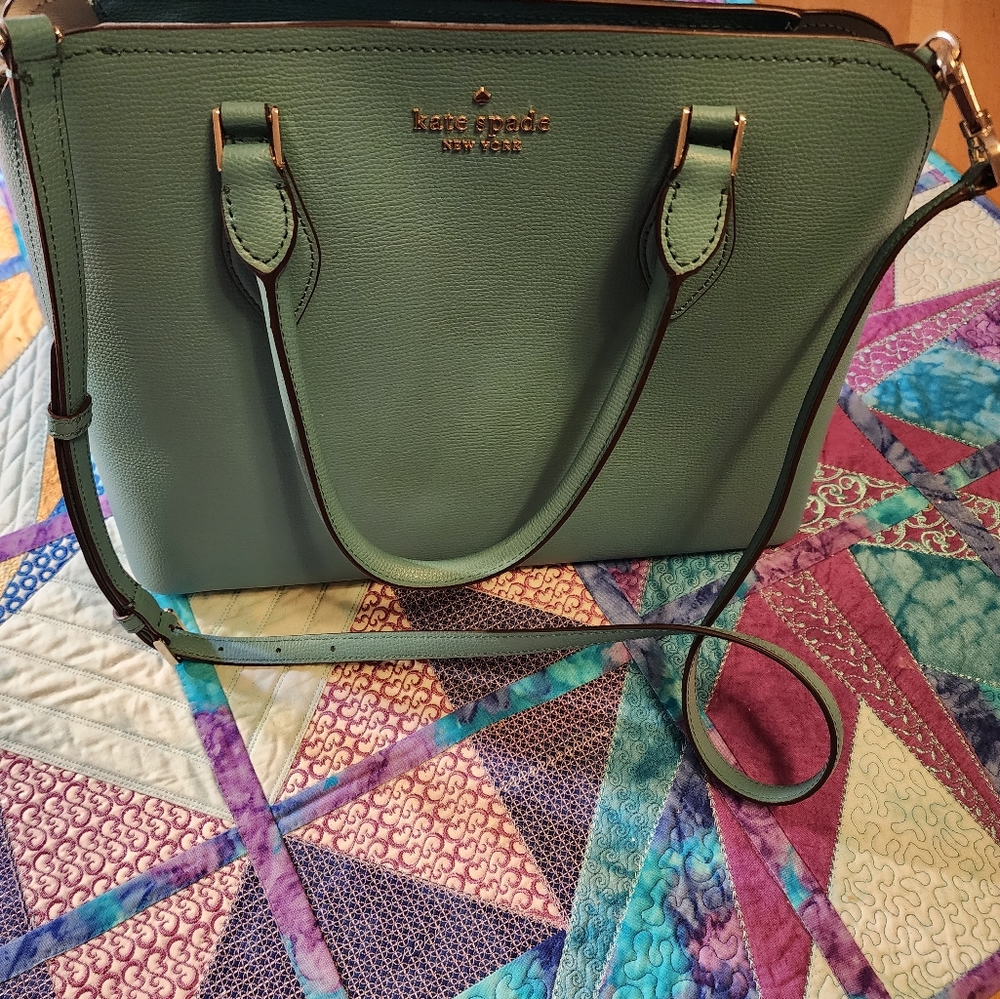 Kate Spade NEW Leather Large Darcy Satchel Stone Blue New w Tag 12 X 10 Size